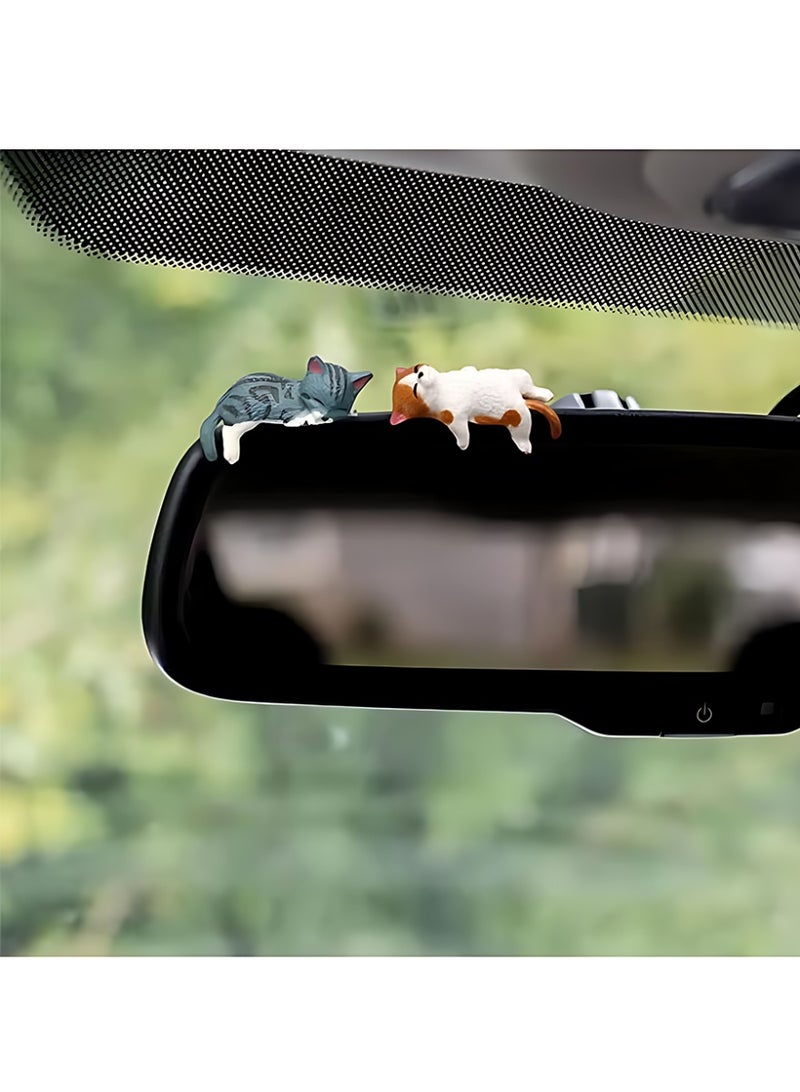 CLAVON Cat Car Interior Accessories Dashboard Decorations, Set of 5 Cute Car Dash Decor Rearview Mirror Ornament - Image 5